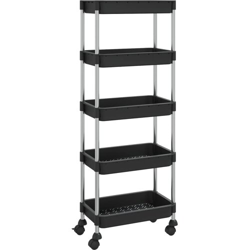  Kuhinjska kolica s 5 razine crna 42x29x128 cm željezo i ABS Slike