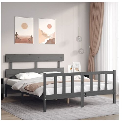 VidaXL Posteljni okvir z vzglavjem bel 5FT King Size trden l Slike