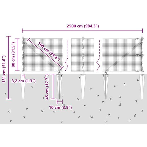 vidaXL Varjena žična ograja z 13 konicami Zelena 0.8x25 m Jeklo Cene