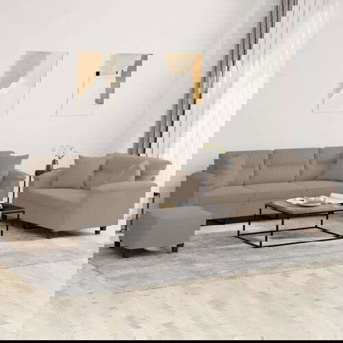  3-dijelni set sofa s jastucima smeđesivi od mikrovlakana Slike