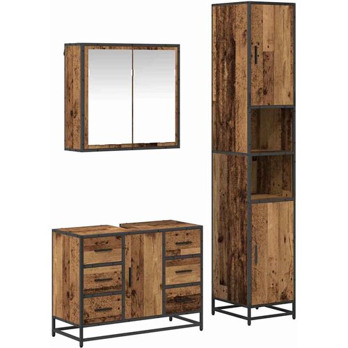  Set namje&amp;scaron;taja za kupaonicu 3 kom. Staro drvo 80 x 33 x 60 cm Slike