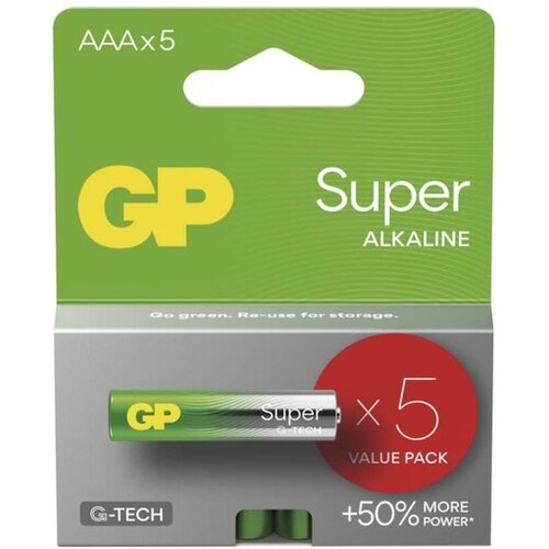 Gp alkalna baterija Super Alkaline, AAA, LR03, 1.5 V, 5 kos, B01115 Slike