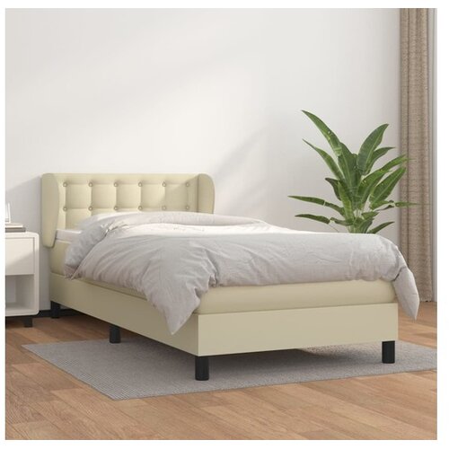  Box spring postelja z vzmetnico krem 100x200 cm umetno usnje Cene