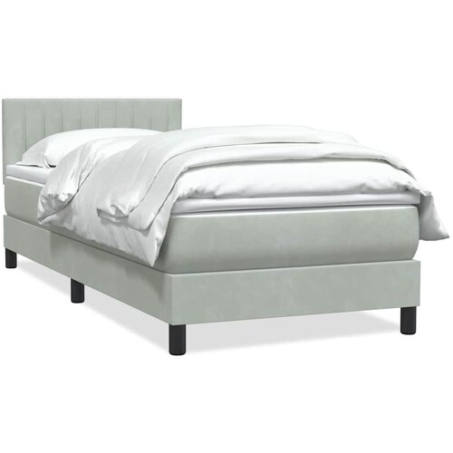 VidaXL Box Spring krevet s madracem svijetlo sivi 90x220 cm bar&amp;scaron;un Slike