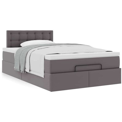 VidaXL otomanski okvir kreveta s madraca sivi 120x190cm umjetne kože Slike