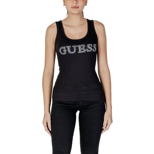 Guess Majice brez rokavov SL EMBELLISHED LOGO W5GP29 KA0H1 Črna Slike