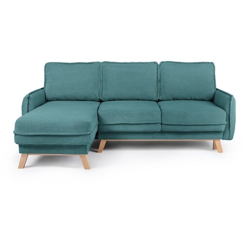 Bonami Selection turkizna raztegljiva kotna sedežna garnitura iz rebrastega žameta tori – Cene