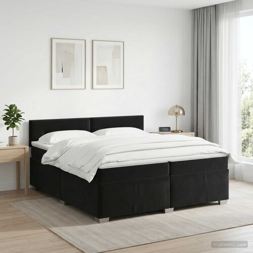  Boxspring krevet s madracem Crna 200 x 200 cm Baršun Cene