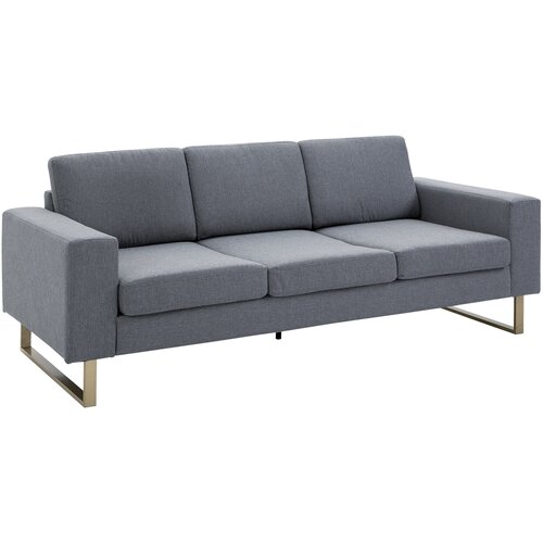 HOMCOM 3-sedežni kavč Relax dnevna soba z blazinami 200 × 82 × 78 cm platnena tkanina sive barve, (20745092) Cene