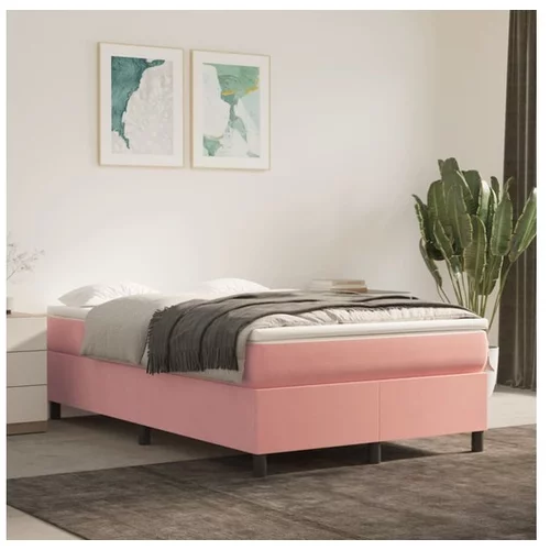  Box spring posteljni okvir roza 120x200 cm žamet