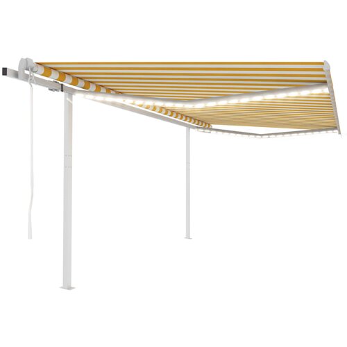 vidaXL Avtomatska tenda LED + senzor 4x3,5 m rumena in bela Cene