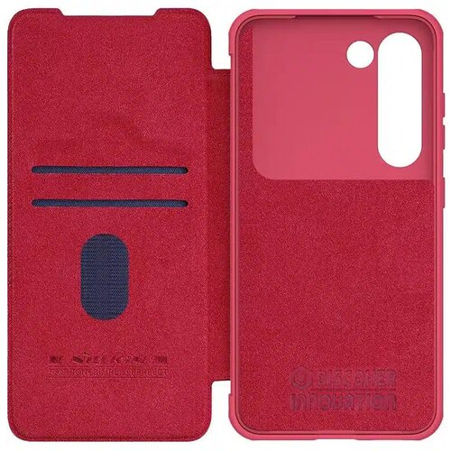 Nillkin Qin Leather Pro preklopna maska sa &amp;scaron;titnikom za kameru za Samsung Galaxy S23 &amp;ndash; crvena Slike