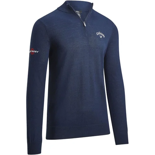 Callaway 1/4 Blended Mens Merino Sweater Navy Blue L