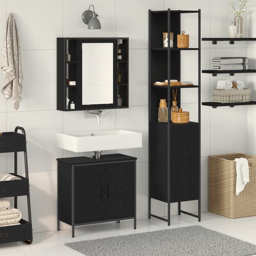 VidaXL omarica pod umivalnikom črni hrast 60x30x60 cm, kopalni&amp;scaron;ka omarica črni hrast 33x33x185.5 cm Slike