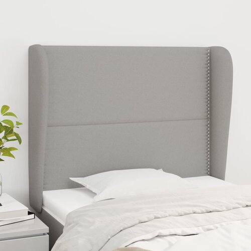 VidaXL Uzglavlje s u&amp;scaron;ima svjetlosivo 83 x 23 x 118/128 cm od tkanine Slike