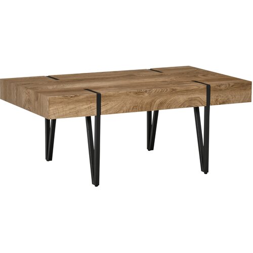 HOMCOM Dnevna miza MDF, železo 105D x 60&Scaron; x 42V cm naravni les, (5000242677) Cene