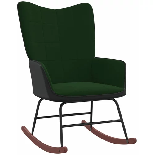 vidaXL Stolica za ljuljanje tamnozelena od baršuna i PVC-a
