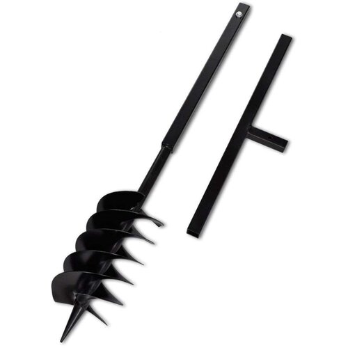 VidaXL Crna čelična burgija za zemlju sa svrdlom i ručkom 150 mm tri spirale Slike