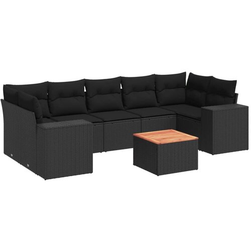 Maison Chic Seti vrtnega pohištva - Vrtna garnitura - Vrtni pohištvo set 8-delna z blazinami črn poli ratan, (21800958) Cene