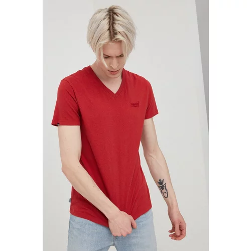 Superdry Pamučna majica boja: crvena, jednobojni model