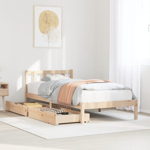 vidaXL Posteljni okvir brez vzmetnice 75x190 cm trdna borovina Cene