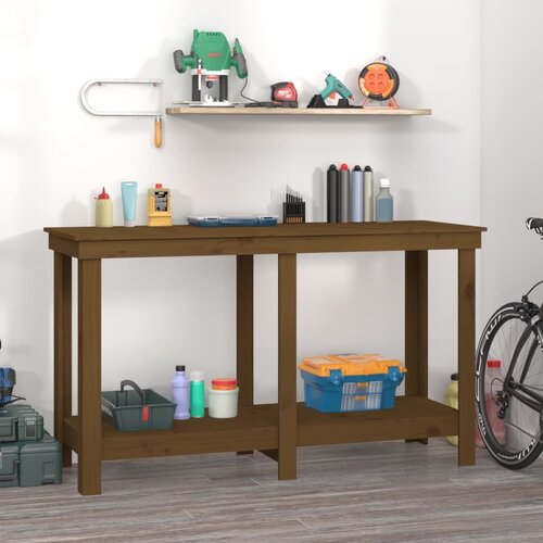 VidaXL Delovna miza medeno rjava 140x50x80 cm trdna borovina Slike