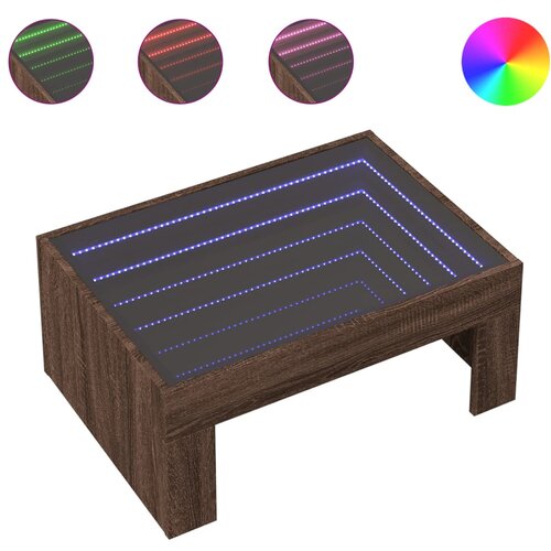Maison Chic Klubska mizica - kavna mizica - Nizka mizica z neskončnimi LED rjavi hrast 70x50x30 cm, (21752129) Slike