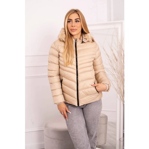 Kesi marka niezdefiniowana Quilted winter jacket with a hood beige Cijene