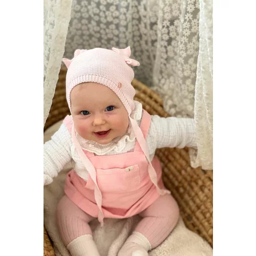 Jamiks Pamučna kapa za bebe AKAB boja: ružičasta, od tanke pletenine, pamučna