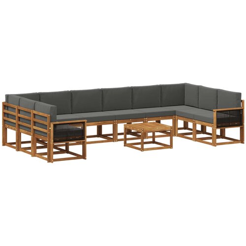 vidaXL Zunanja garnitura za sedenje 11 pcs Naravna in antracitna, (5000282100) Cene