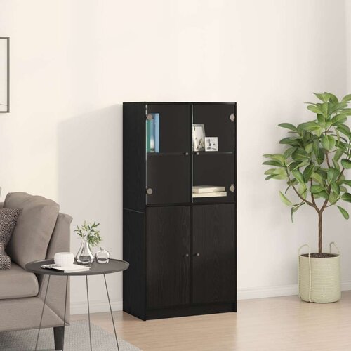 VidaXL Visoki ormarić s vratima Crna hrast 68x37x142 cm Konstruirano drvo Slike