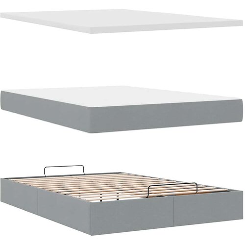 VidaXL Otomanski krevet s madracem svijetlosivi 140x190 cm od tkanine Slike