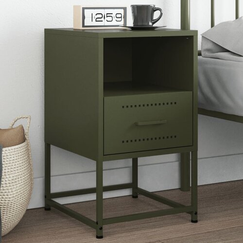  The Living Store Nočna omarica olivno zelena 36x39x60,5 cm jeklo - Nočna Omarica, (21496013) Slike