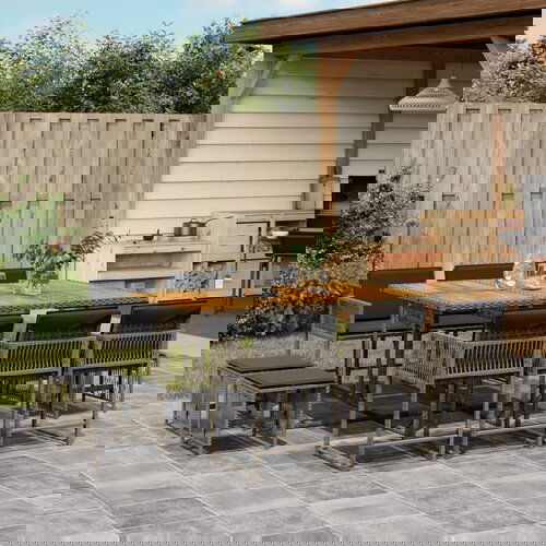 vidaXL 11-dijelni vrtni blagovaonski set s jastucima poliratan sivi Cijene