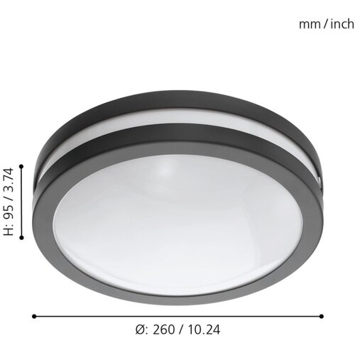 Eglo 33571 - LED prigu&amp;scaron;iva kupatilska svetiljka LOCANA LED/14W/230V IP44 antracit Slike