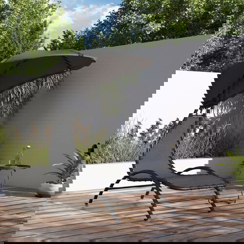 vidaXL Ležaljka sa sjenilom tamnosiva 167x80x195 cm tkanina i čelik Cijene