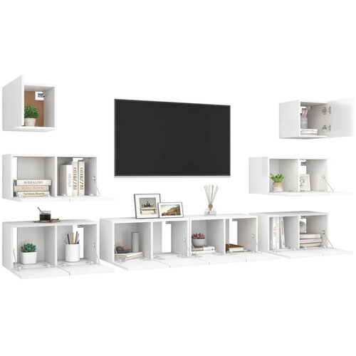  8-dijelni set TV ormarića bijeli od iverice Slike