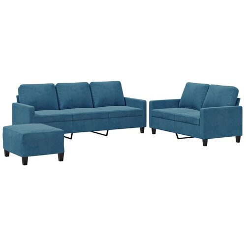 VidaXL 3-dijelni set sofa s jastucima plavi bar&amp;scaron;unasti Slike