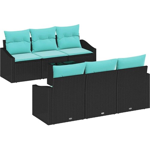 vidaXL Vrtna sedežna garnitura 7 pcs Črna Turkizna 55 x 55 x 37 cm, (5000063310) Cene