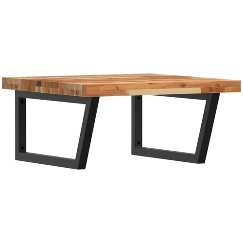  Zidna polica za umivaonik od čelika i masivnog bagremovog drva Smeđa 60 x 60 x 4 cm Slike