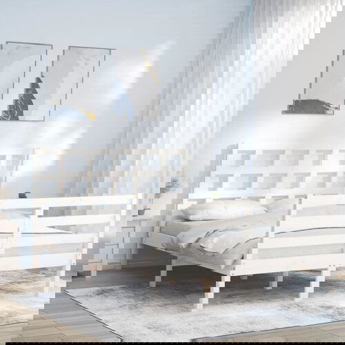 vidaXL Okvir kreveta s uzglavljem bijeli 4FT mali bračni masivno drvo Cijene