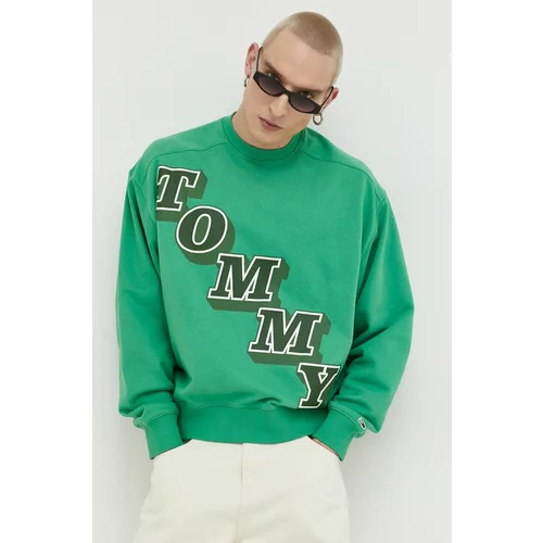 Tommy Jeans Pulover moška, zelena barva