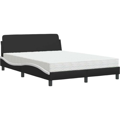 VidaXL Krevet s madracem crno-bijeli 140 x 200 cm od umjetne kože Slike