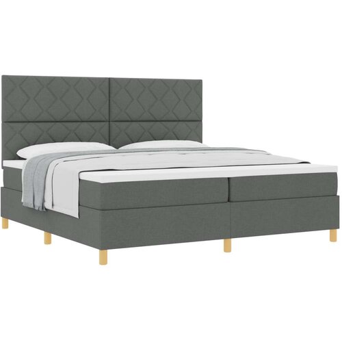  Postelja z vzmetnico z vzglavjem Temno siva 200 x 200 cm blago - - Siva - 92.88 - 200 x 200 cm - Cene