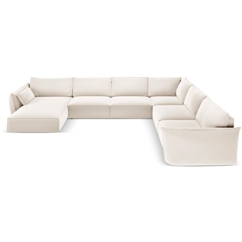 Mazzini Sofas Bež bar&amp;scaron;unasti kutna garnitura (s desnim kutom/u obliku slova &amp;quot;U&amp;quot;) Vanda &amp;ndash; Slike