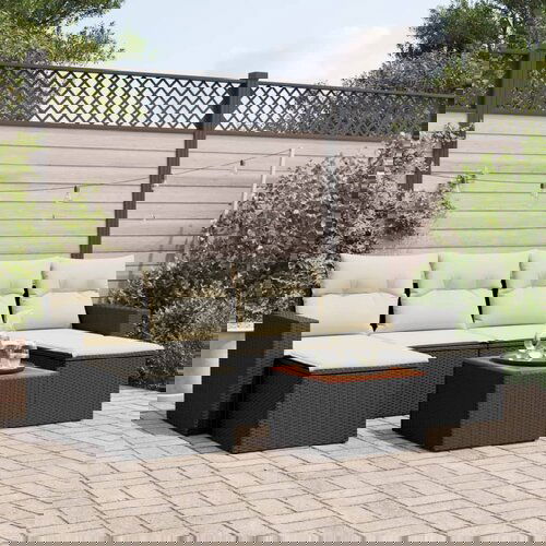 vidaXL 7-dijelni set vrtnih sofa od poliratana s jastucima crni Cijene
