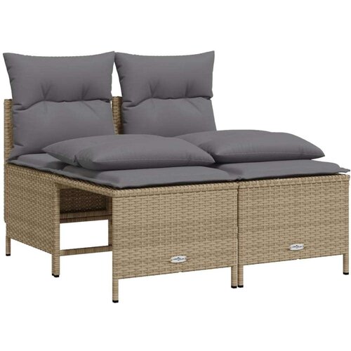  5-dijelni vrtni set sofa s jastucima bež od poliratana Slike