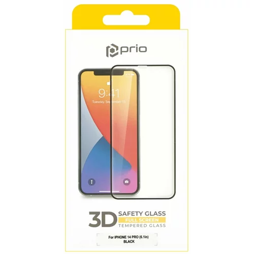 Prio Kaljeno zaščitno steklo za iPhone 14 Pro, Full Cover 3D