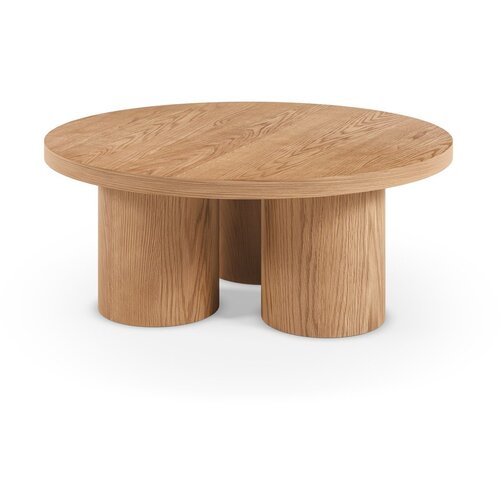 MOME Okrogla klubska mizica v hrastovem dekorju v naravni barvi &amp;oslash; 100 cm Arancha &amp;ndash; Slike