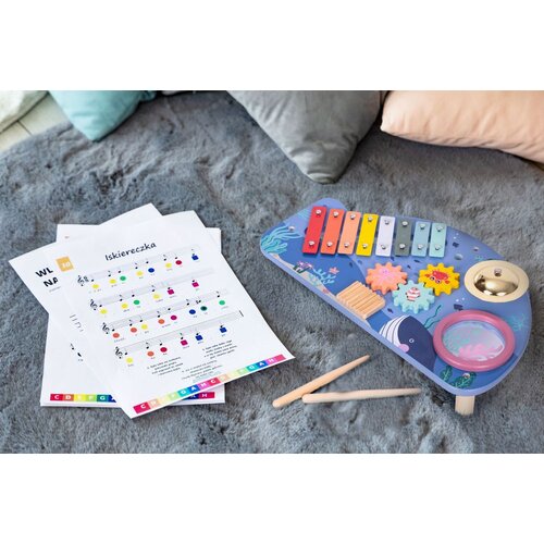 ECO TOYS Stol za glazbene instrumente sa ksilofonom, činelama, tamburinom, morska tema Slike